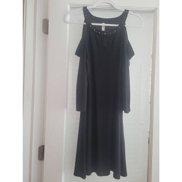 Women's Per Seption Concept Cold Shoulder Black Dress Size Large - Picture 6 of 6